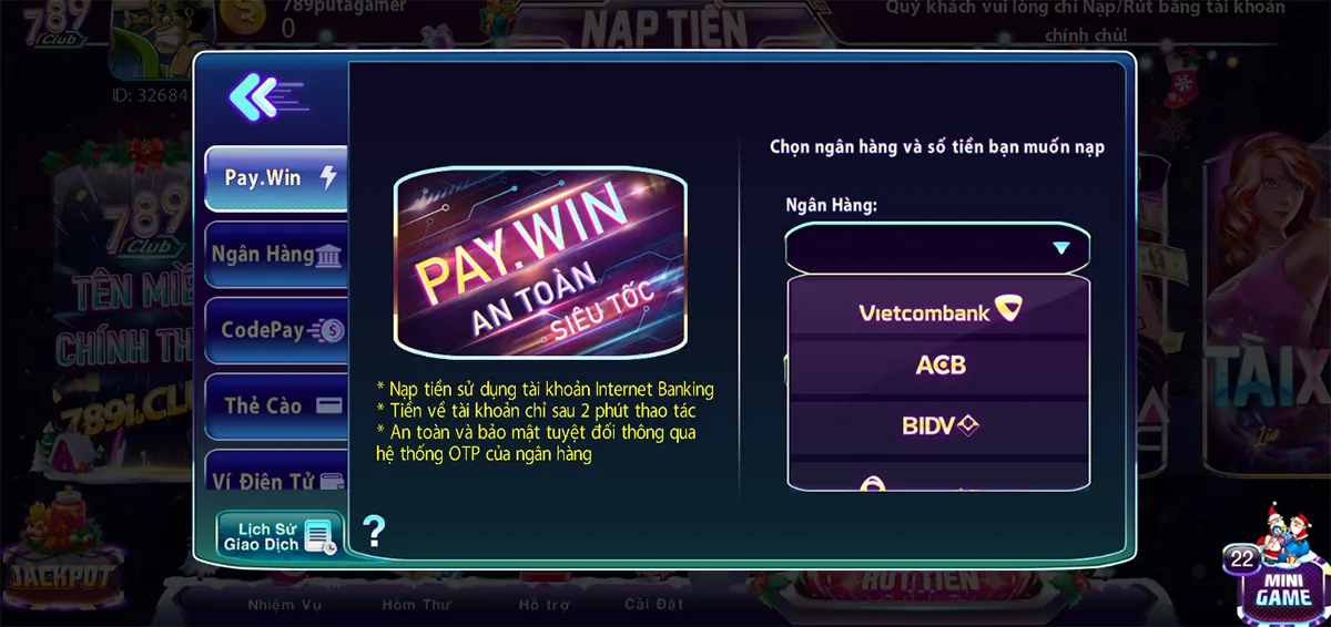 nạp tiền 789club qua cổng chuyển tiền nhanh Pay.WIN